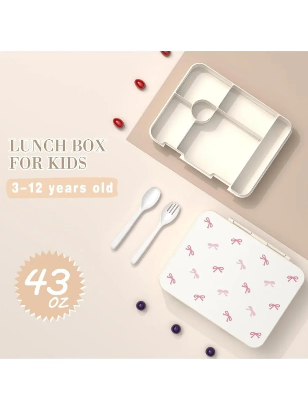 Stylish Girls Backpack Set with Lunch Box, Pencil Case & Bento Box - 4PCS, Beige